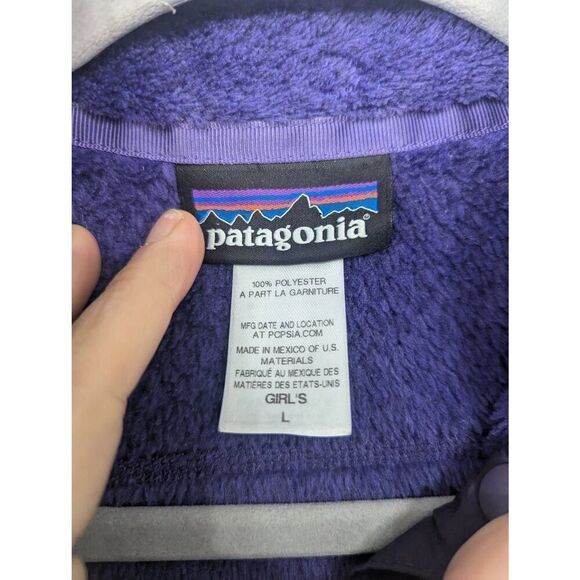 Patagonia Girls' Re-Tool Snap-T® Pullover size large purple fleece - Picture 3 of 7